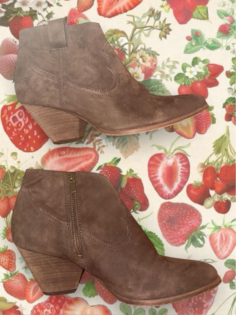 Frye Suede Leather Reina Ankle Booties